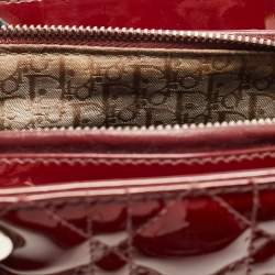 Pre Owned Dior Red Cannage Patent Leather Large Lady Dior Tote