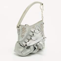 Pre Owned Dior Light Blue Satin Limited Edition 0109 Corset Ballet Hobo