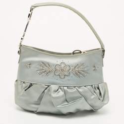Pre Owned Dior Light Blue Satin Limited Edition 0109 Corset Ballet Hobo