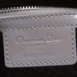 Pre Owned Dior Grey Cannage Patent Leather Extra Large Lady Dior Tote