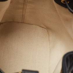 Pre Owned Dior Navy Blue Oblique Canvas and Leather Mini Bucket Bag