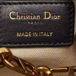 Pre Owned Dior Navy Blue Oblique Canvas and Leather Mini Bucket Bag