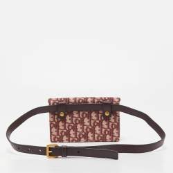 Dior Burgundy Oblique Canvas Saddle Belt Pouch