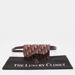 Dior Burgundy Oblique Canvas Saddle Belt Pouch