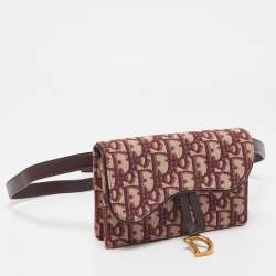 Dior Burgundy Oblique Canvas Saddle Belt Pouch