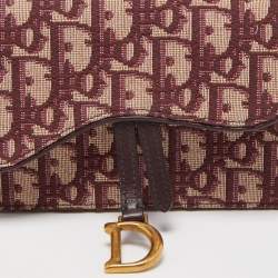 Dior Burgundy Oblique Canvas Saddle Belt Pouch