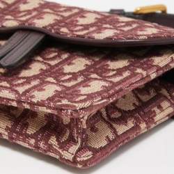 Dior Burgundy Oblique Canvas Saddle Belt Pouch