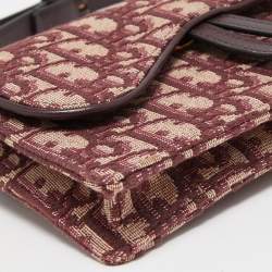 Dior Burgundy Oblique Canvas Saddle Belt Pouch
