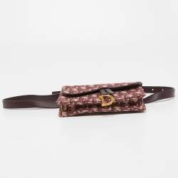 Dior Burgundy Oblique Canvas Saddle Belt Pouch