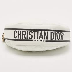 Pre Owned Dior White/Black Cannage Leather Medium Vibe Hobo