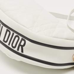 Pre Owned Dior White/Black Cannage Leather Medium Vibe Hobo