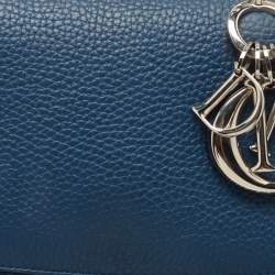 Pre Owned Dior Dark Blue Leather Small Be Dior Flap Top Handle Bag