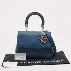 Pre Owned Dior Dark Blue Leather Small Be Dior Flap Top Handle Bag