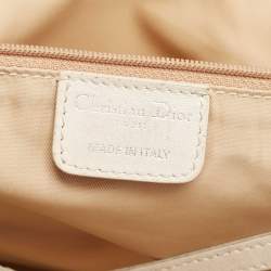 Pre Owned Dior Cream/White Oblique Nylon and Leather Lovely Tote