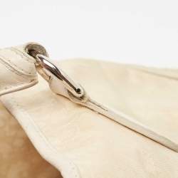 Pre Owned Dior Cream/White Oblique Nylon and Leather Lovely Tote