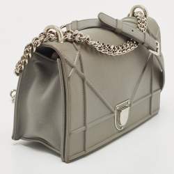 Pre Owned Dior Grey Leather Medium Diorama Flap Shoulder Bag