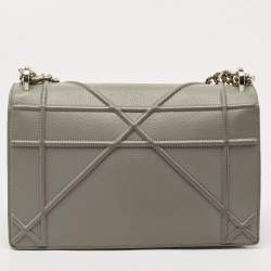 Pre Owned Dior Grey Leather Medium Diorama Flap Shoulder Bag