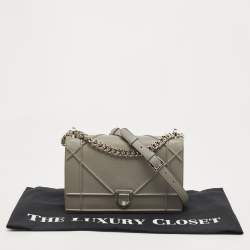 Pre Owned Dior Grey Leather Medium Diorama Flap Shoulder Bag