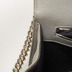 Pre Owned Dior Grey Leather Medium Diorama Flap Shoulder Bag