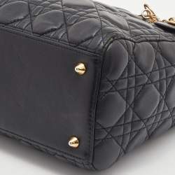 Dior Black Cannage Leather Medium Lady Dior Tote
