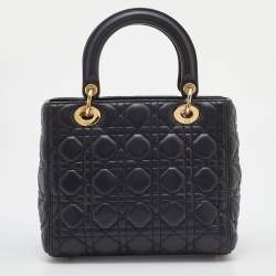 Dior Black Cannage Leather Medium Lady Dior Tote