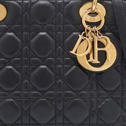 Dior Black Cannage Leather Medium Lady Dior Tote