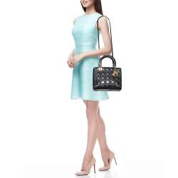 Dior Black Cannage Leather Medium Lady Dior Tote