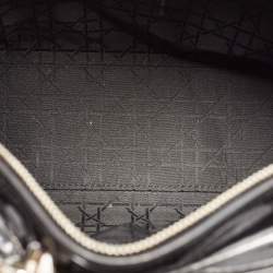 Pre Owned Dior Black Cannage Patent Leather Large Lady Dior Tote
