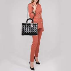 Pre Owned Dior Black Cannage Patent Leather Large Lady Dior Tote
