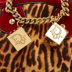 Pre Owned Dior Multicolor Leopard Print Calfhair, Velvet and Patent Leather Gambler Dice Bag