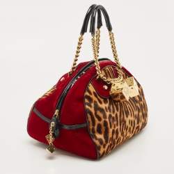 Pre Owned Dior Multicolor Leopard Print Calfhair, Velvet and Patent Leather Gambler Dice Bag