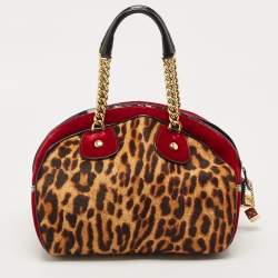 Pre Owned Dior Multicolor Leopard Print Calfhair, Velvet and Patent Leather Gambler Dice Bag