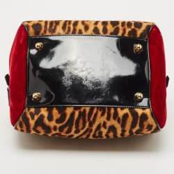 Pre Owned Dior Multicolor Leopard Print Calfhair, Velvet and Patent Leather Gambler Dice Bag