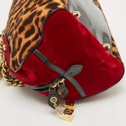 Pre Owned Dior Multicolor Leopard Print Calfhair, Velvet and Patent Leather Gambler Dice Bag