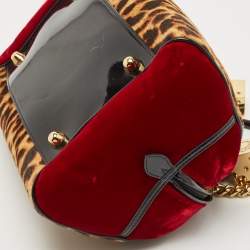 Pre Owned Dior Multicolor Leopard Print Calfhair, Velvet and Patent Leather Gambler Dice Bag