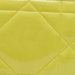 Pre Owned Dior Yellow Cannage Patent Leather Zipped Long Wallet
