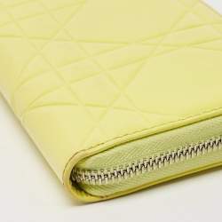 Pre Owned Dior Yellow Cannage Patent Leather Zipped Long Wallet