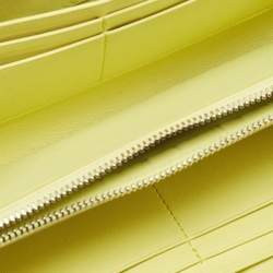 Pre Owned Dior Yellow Cannage Patent Leather Zipped Long Wallet