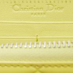 Pre Owned Dior Yellow Cannage Patent Leather Zipped Long Wallet