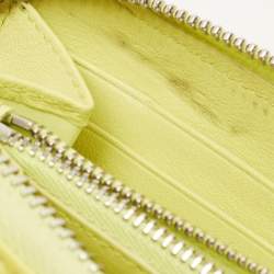 Pre Owned Dior Yellow Cannage Patent Leather Zipped Long Wallet