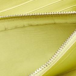 Pre Owned Dior Yellow Cannage Patent Leather Zipped Long Wallet