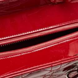 Pre Owned Dior Red Cannage Patent Leather Large Lady Dior Tote
