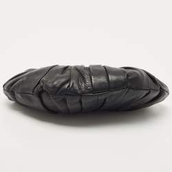 Pre Owned Dior Black Pleated Leather Frame Clutch