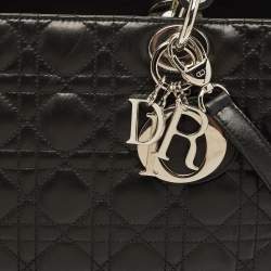 Pre Owned Dior Black Cannage Leather Large Lady Dior Tote