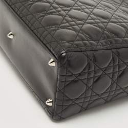 Pre Owned Dior Black Cannage Leather Large Lady Dior Tote