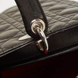 Pre Owned Dior Black Cannage Leather Large Lady Dior Tote