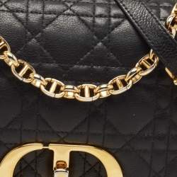 Pre Owned Dior Black Quilted Leather Medium Caro Shoulder Bag