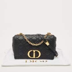 Pre Owned Dior Black Quilted Leather Medium Caro Shoulder Bag