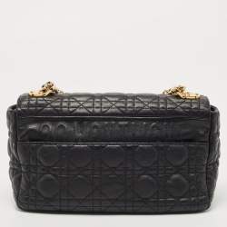 Pre Owned Dior Black Quilted Leather Medium Caro Shoulder Bag