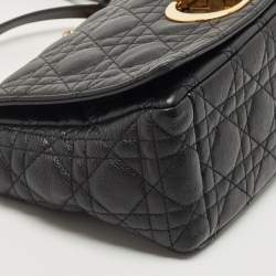 Pre Owned Dior Black Quilted Leather Medium Caro Shoulder Bag